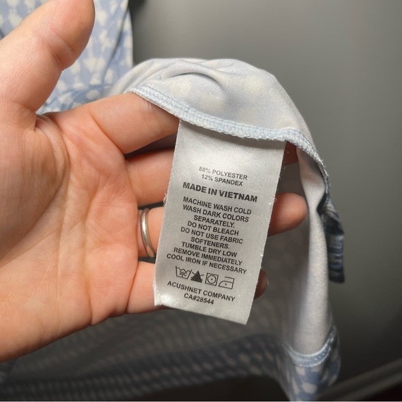 FJ footjoy Men's blue circular print short sleeve light weight golf polo in M - Picture 4 of 5